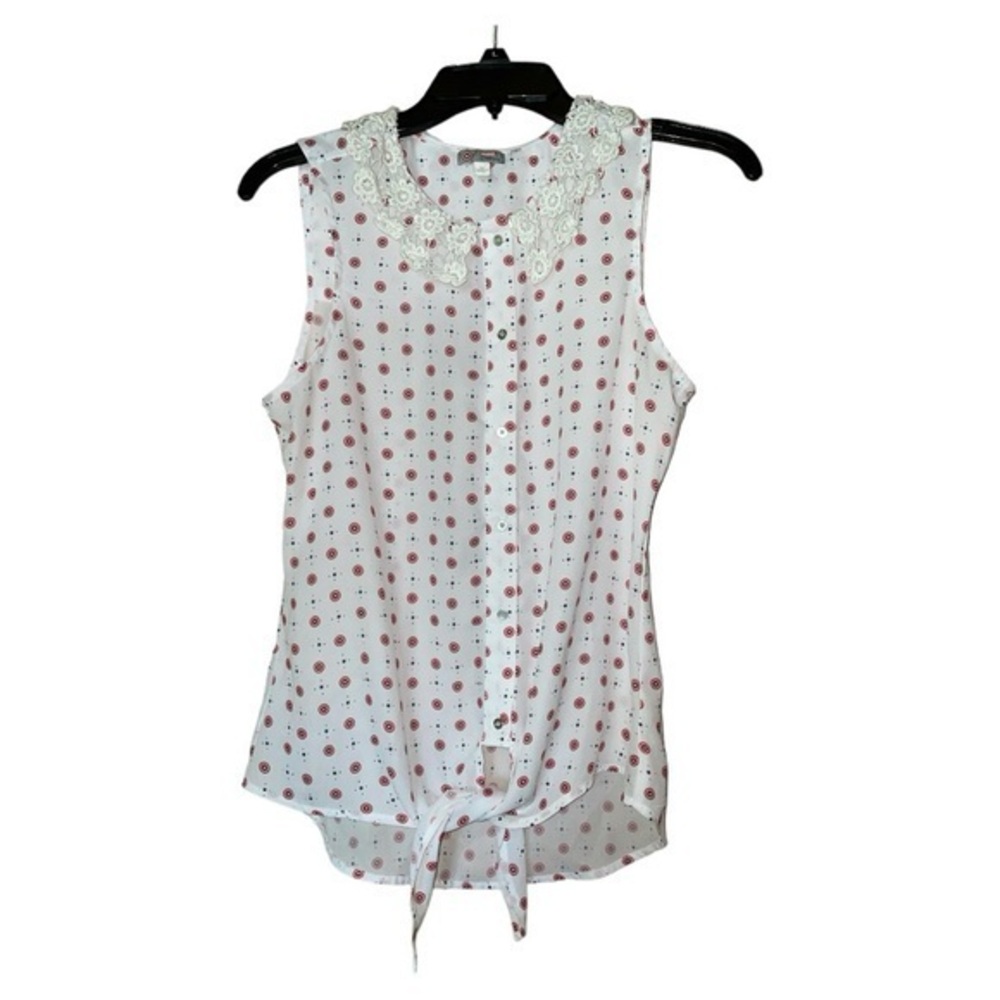 Her Universe Marvel Captain America Tie Front‎ Blouse Lace Collar Medium White